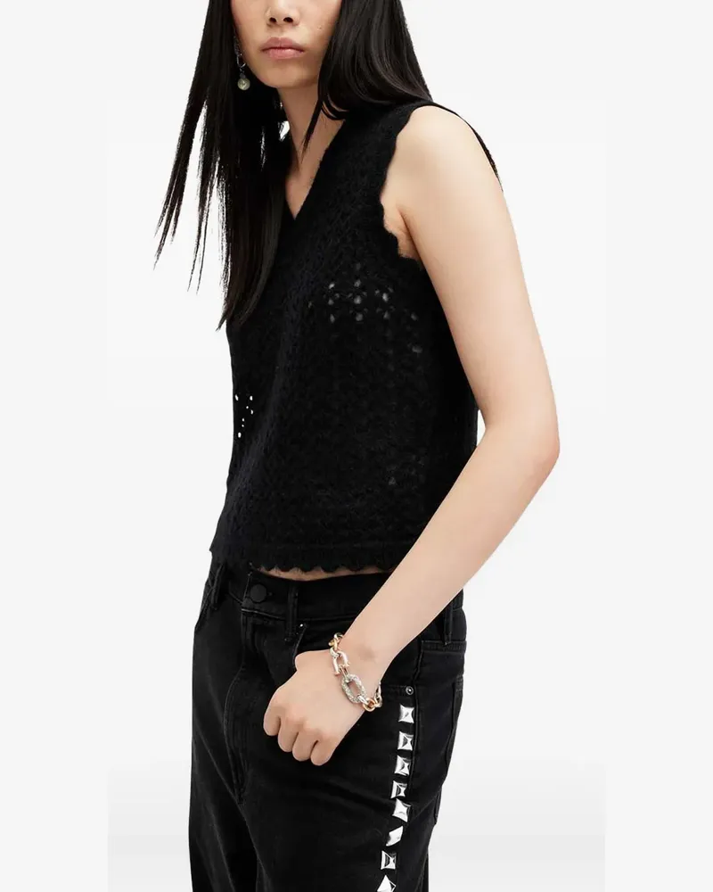 AllSaints Vivian scalloped tank top - Schwarz Schwarz