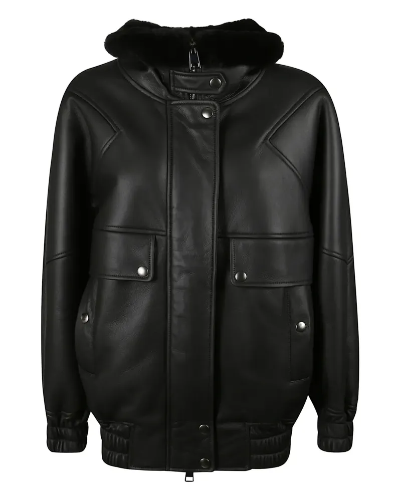 BLANCHA fur-collar jacket - Schwarz Schwarz