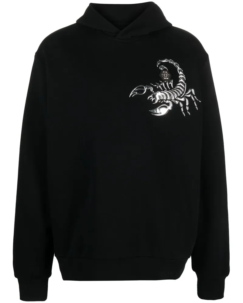 Philipp Plein Hoodie mit Skorpion-Applikation Schwarz