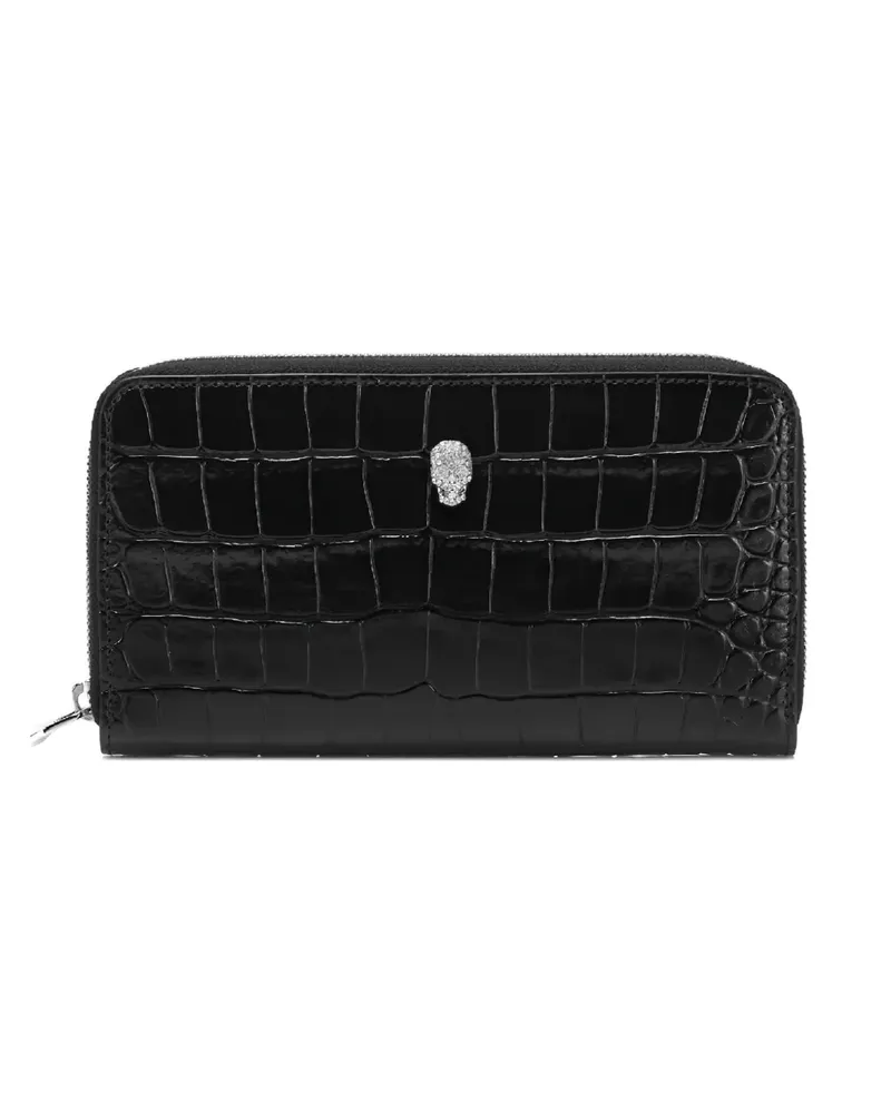 Philipp Plein skull-embellished crocodile-effect wallet - Schwarz Schwarz
