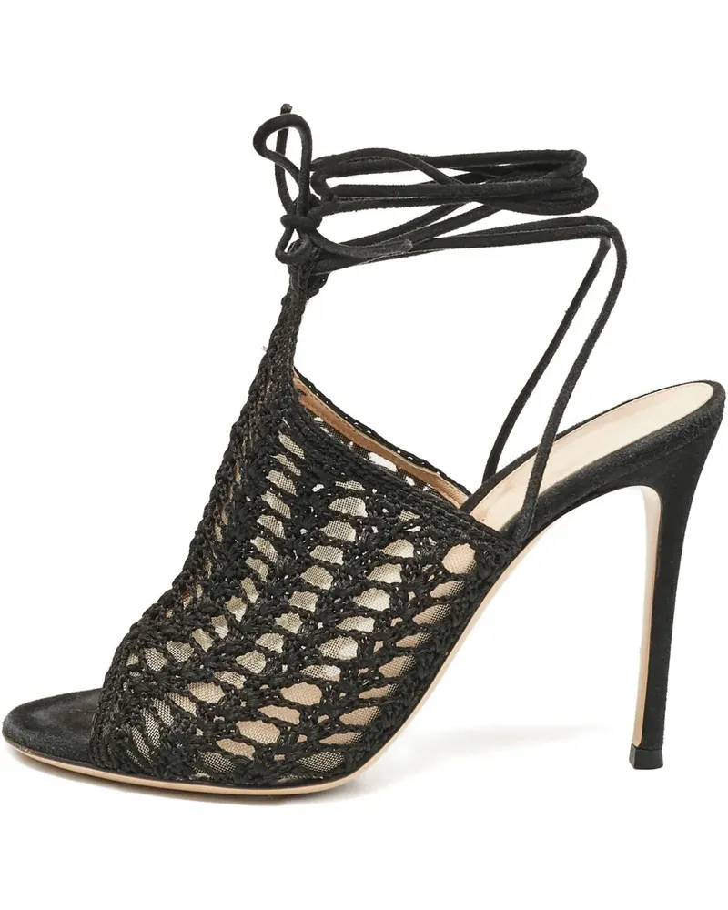 Gianvito Rossi Gehäkelte Sandalen mit Schnürung 105mm - Schwarz Schwarz