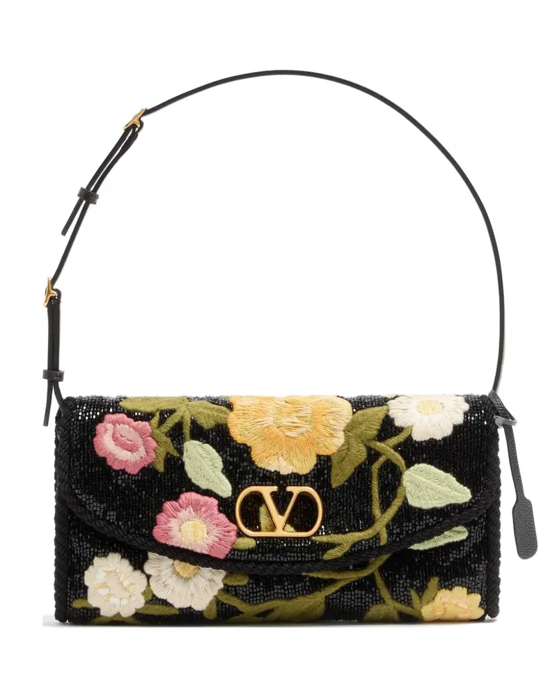 Valentino Garavani Kleine DeVain Schultertasche mit Stickerei - Schwarz Schwarz