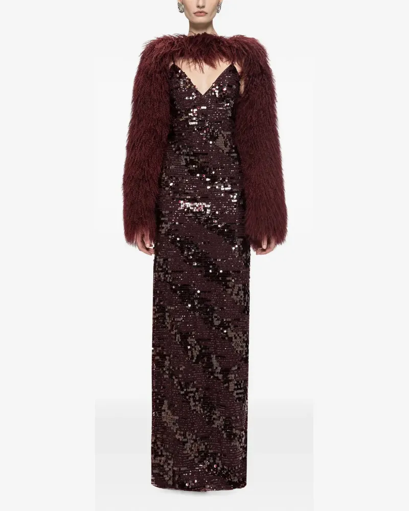 NISSA sequin-embellished backless maxi dress - Rot Rot