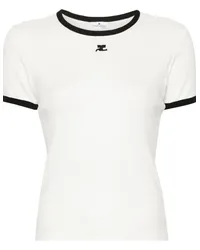 Courrèges Logo-Patch-T-Shirt mit Kontrastbesatz Weiß