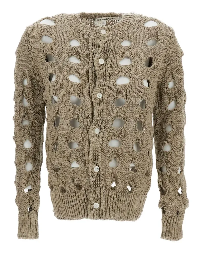 Comme des Garçons distressed-effect long-sleeve cardigan - Nude Nude