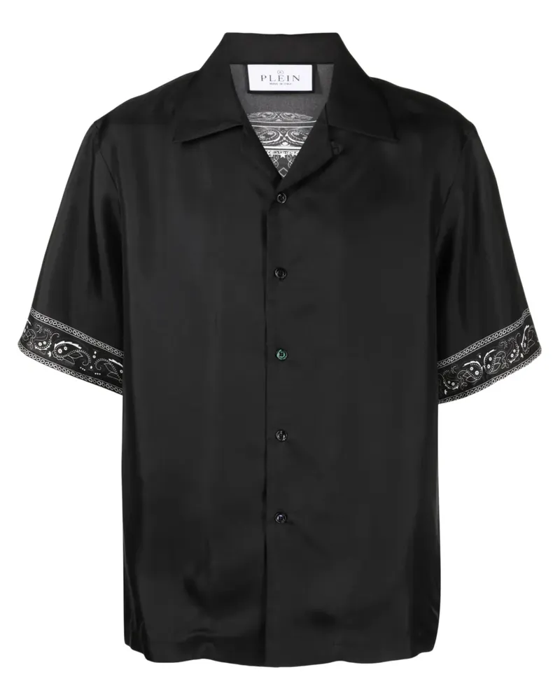 Philipp Plein Hemd aus Seide mit Totenkopf-Print - Schwarz Schwarz