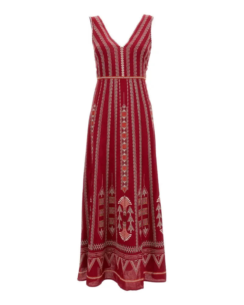 Emporio Sirenuse Nellie geometric-print V-neck maxi dress - Rot Rot
