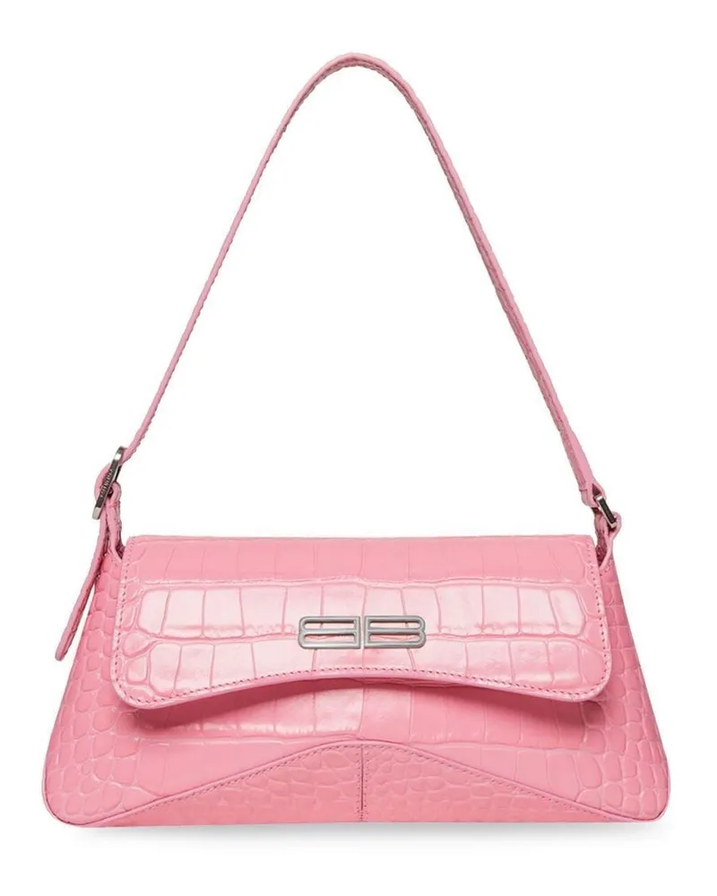 Balenciaga XX Flap Schultertasche mit Kroko-Effekt - Rosa Rosa