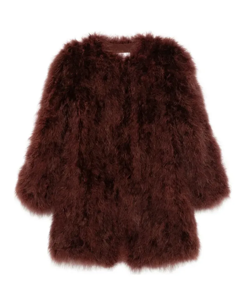 Yves Salomon Cropped-Jacke mit Federn - Rot Rot