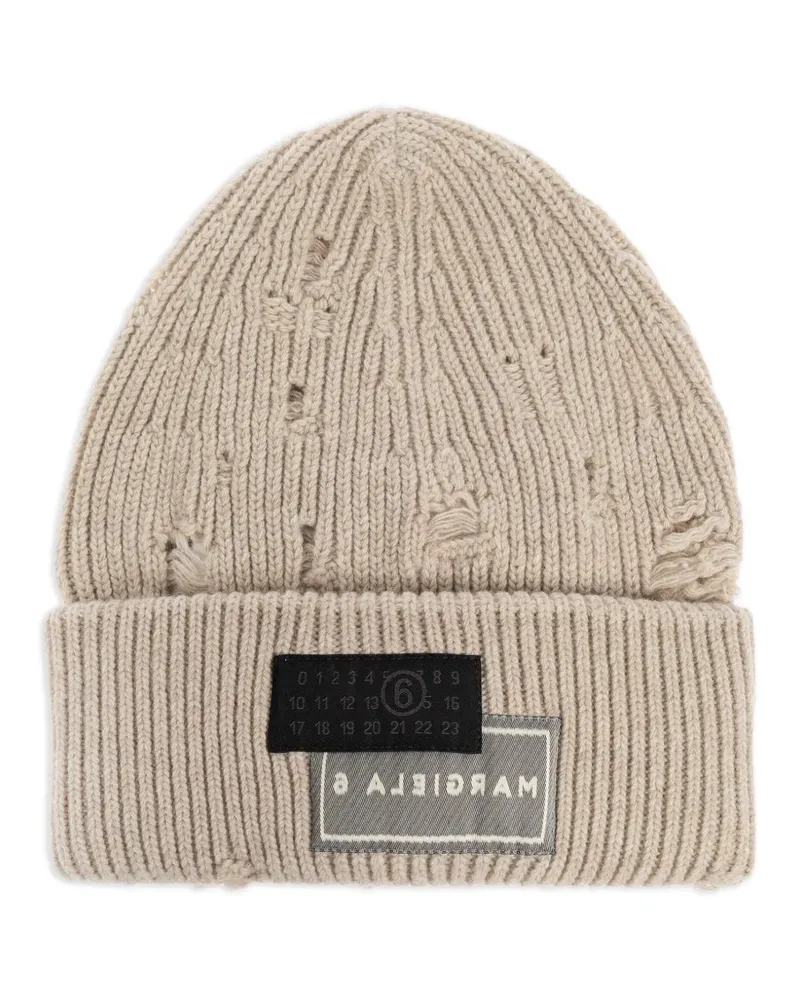Maison Margiela Gerippte Beanie - Nude Nude