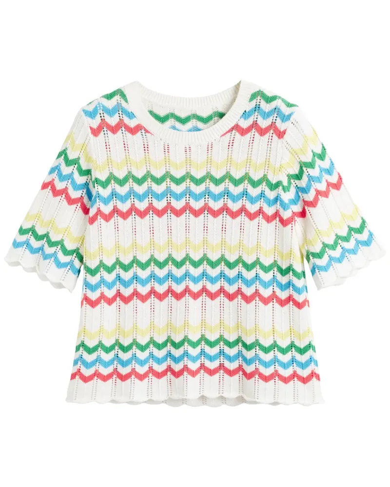 Chinti & Parker Gestricktes T-Shirt mit Zickzackmuster - Weiß Weiß