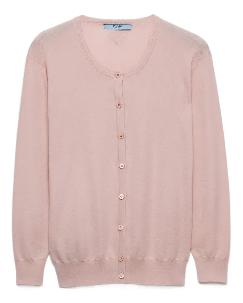 Prada Gerippter Cardigan mit Knopfverschluss - Rosa Rosa