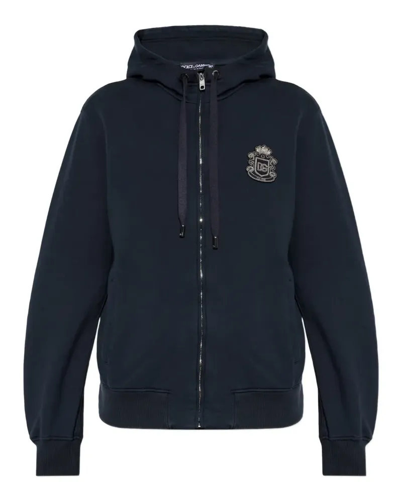 Dolce & Gabbana logo-patch zip-up hoodie - Blau Blau