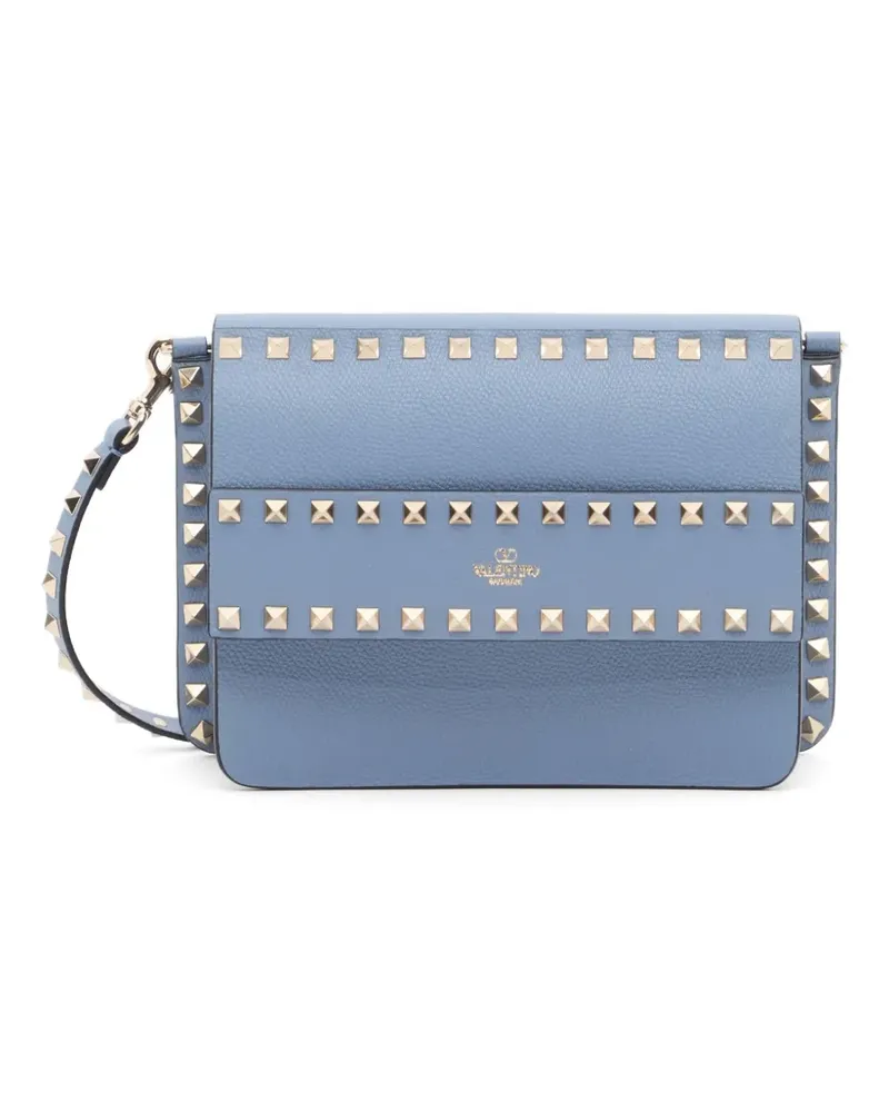 Valentino Garavani Rockstud small shoulder bag in grainy calfskin - Blau Blau