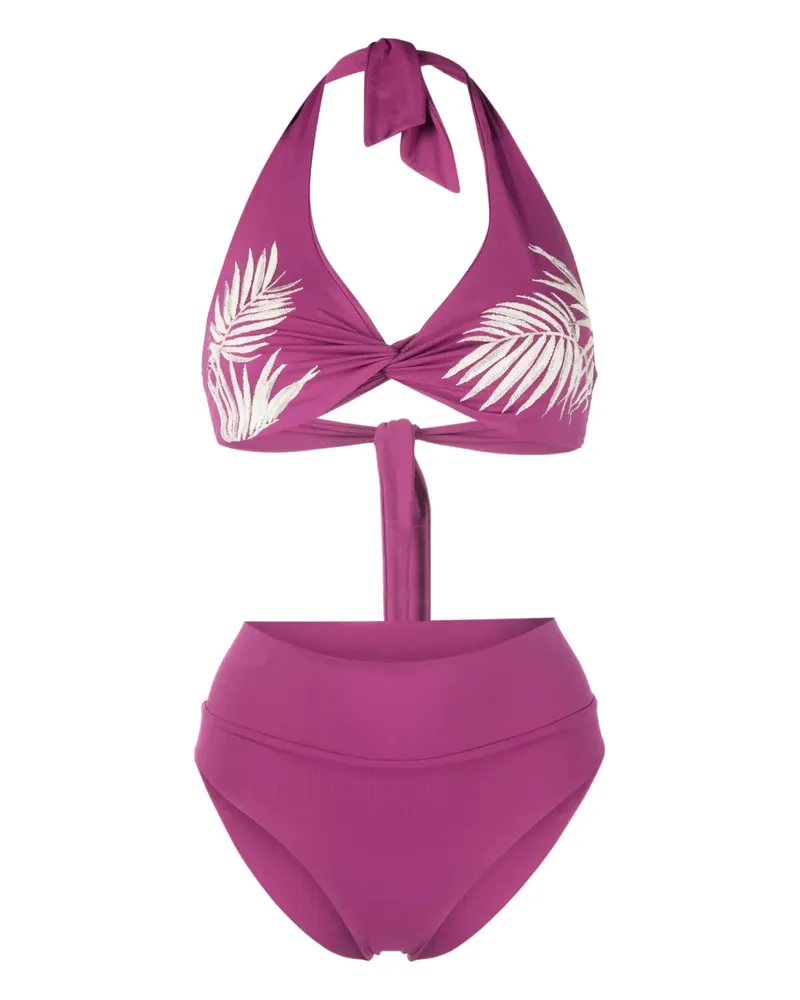 FISICO-Cristina Ferrari Bikini mit Blatt-Print - Rosa Rosa