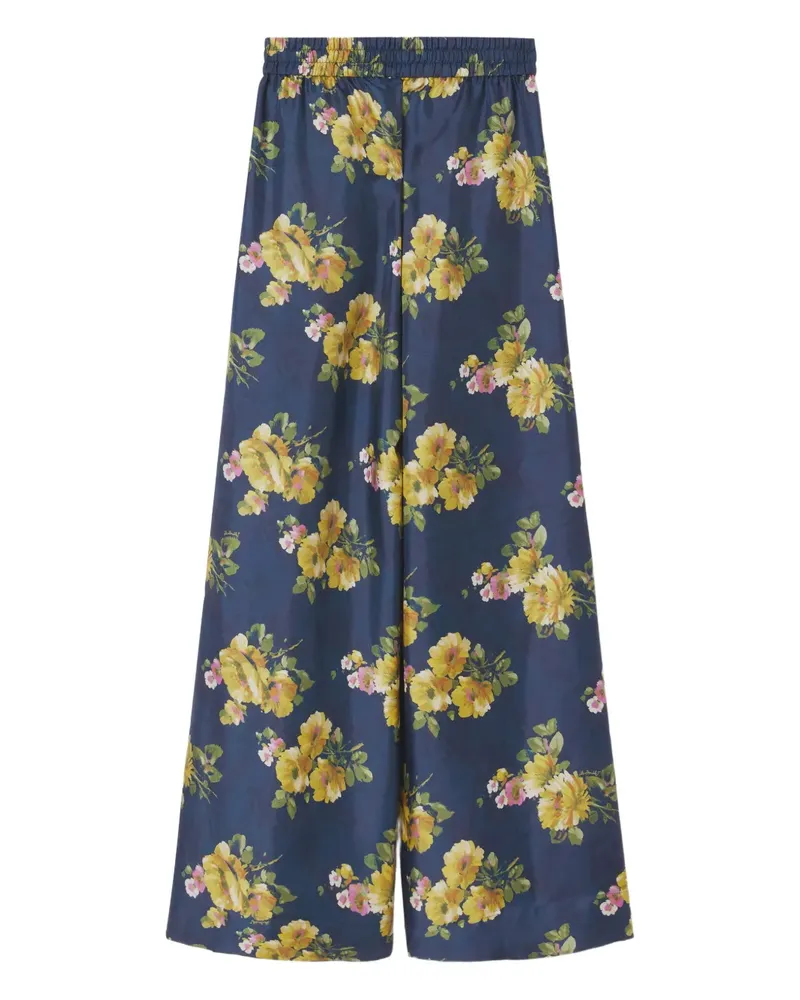 La DoubleJ Palazzohose mit Blumen-Print - Blau Blau