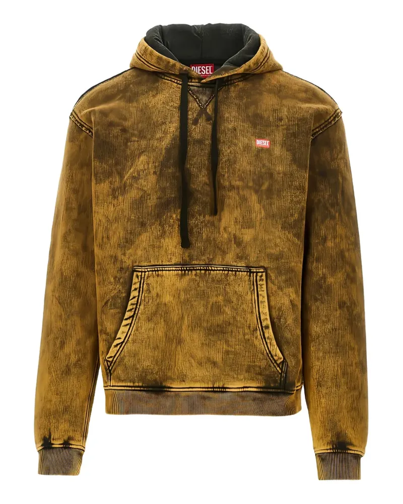 Diesel Hoodie mit Acid-Wash-Effekt - Gelb Gelb