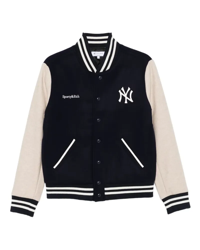SPORTY & RICH Bomberjacke mit Logo-Stickerei - Blau Blau