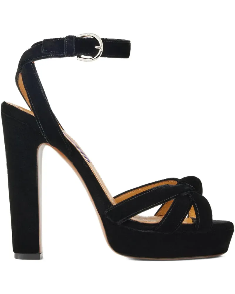 Ralph Lauren Arding Plateau-Sandalen aus geknotetem Samt 125mm - Schwarz Schwarz