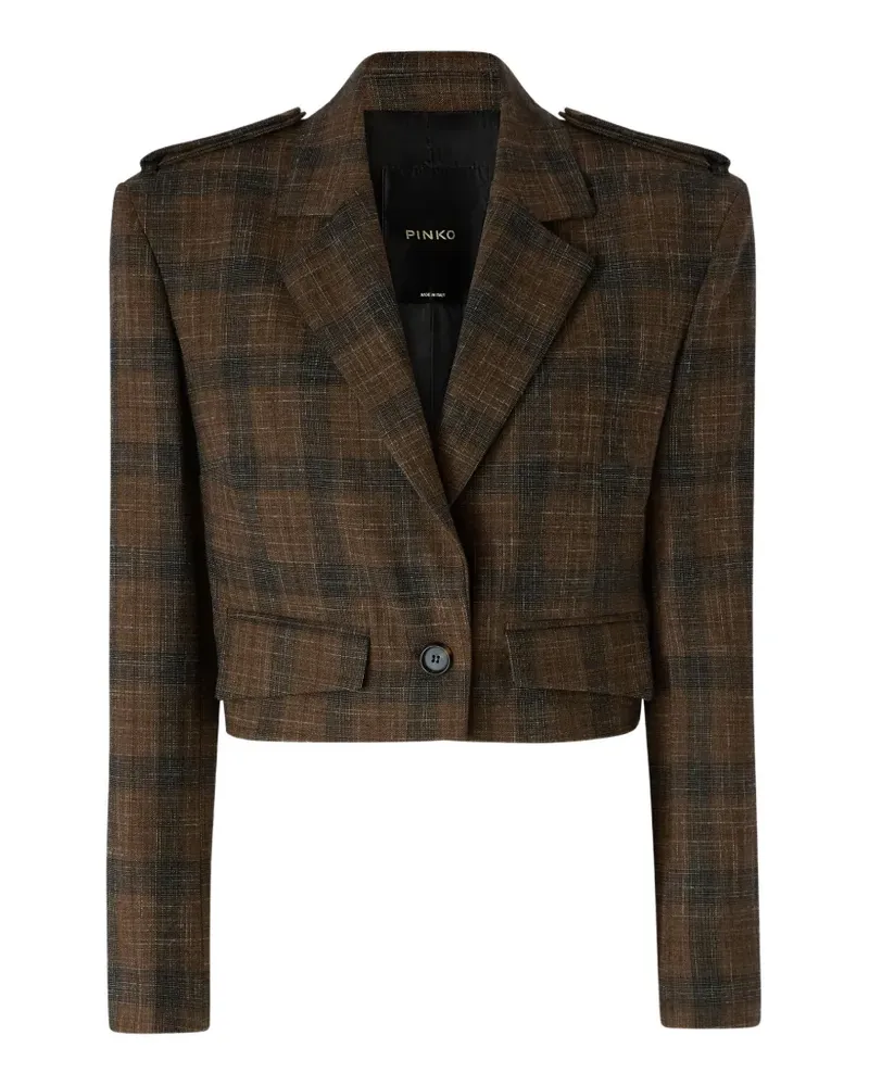 Pinko Cropped-Jacke mit Mikro-Hahnentrittmuster - Braun Braun
