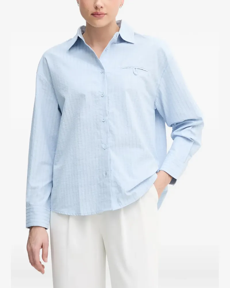 Benetton Hemd mit Seersucker-Struktur - Blau Blau