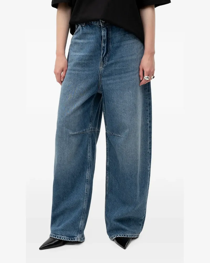 HUGO BOSS Wide-Leg-Jeans mit Logo-Patch - Blau Blau