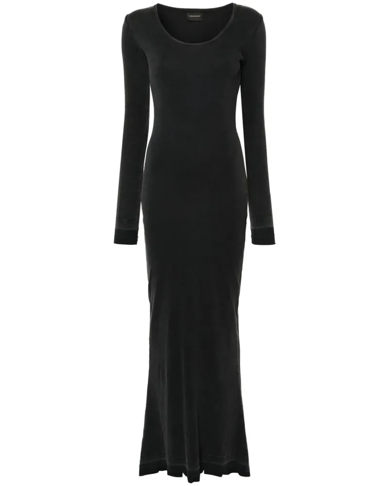 Balenciaga Maxikleid in Distressed-Optik - Schwarz Schwarz