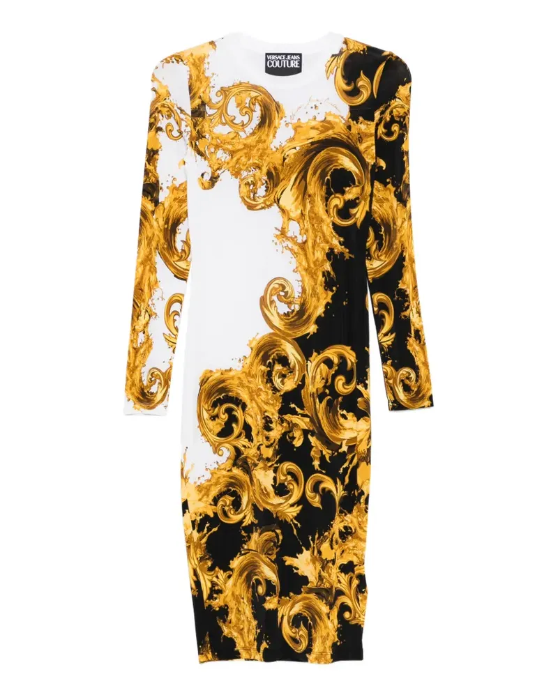 Versace Jeans Barocco-print long-sleeve midi dress - Weiß Weiß