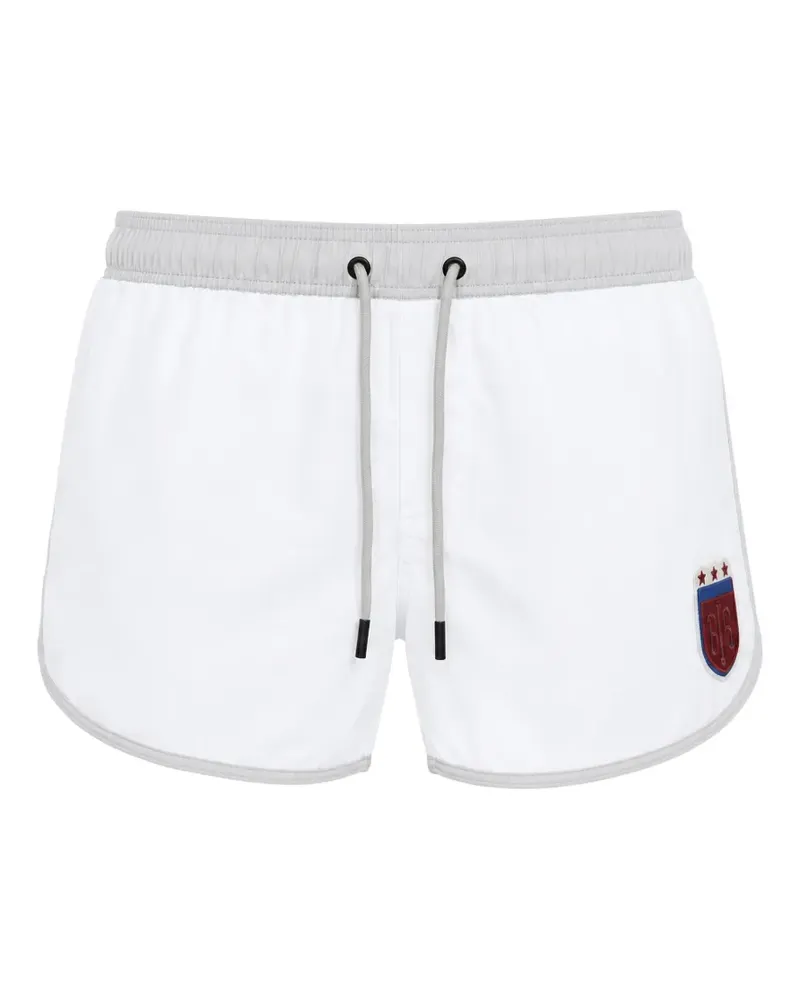 Bikkembergs Paspelierte Badeshorts mit Logo-Stickerei - Weiß Weiß