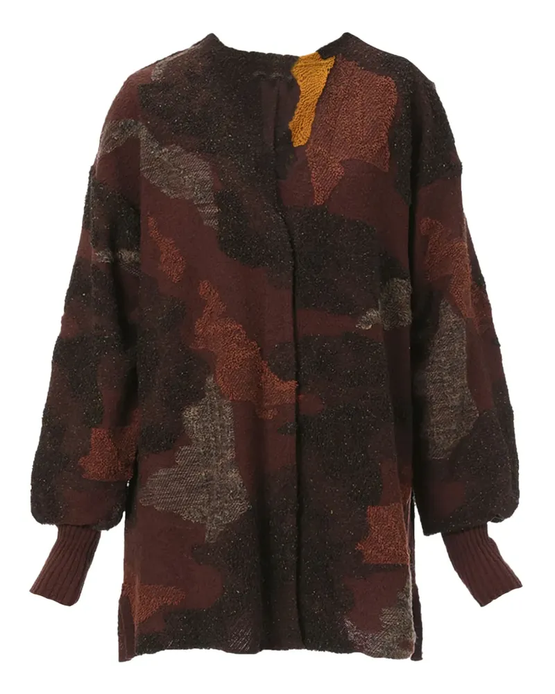 Mame Kurogouchi pile jacquard knitted cardigan - Braun Braun