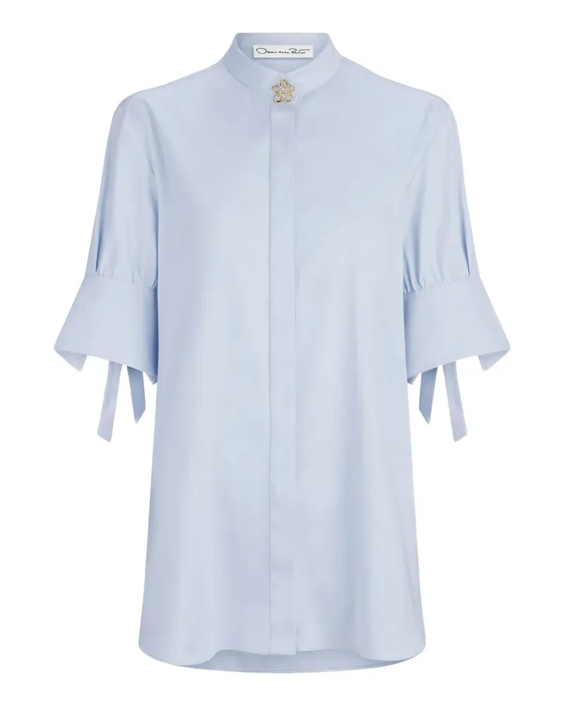 Oscar de la Renta Popeline-Bluse mit Schleifendetail - Blau Blau
