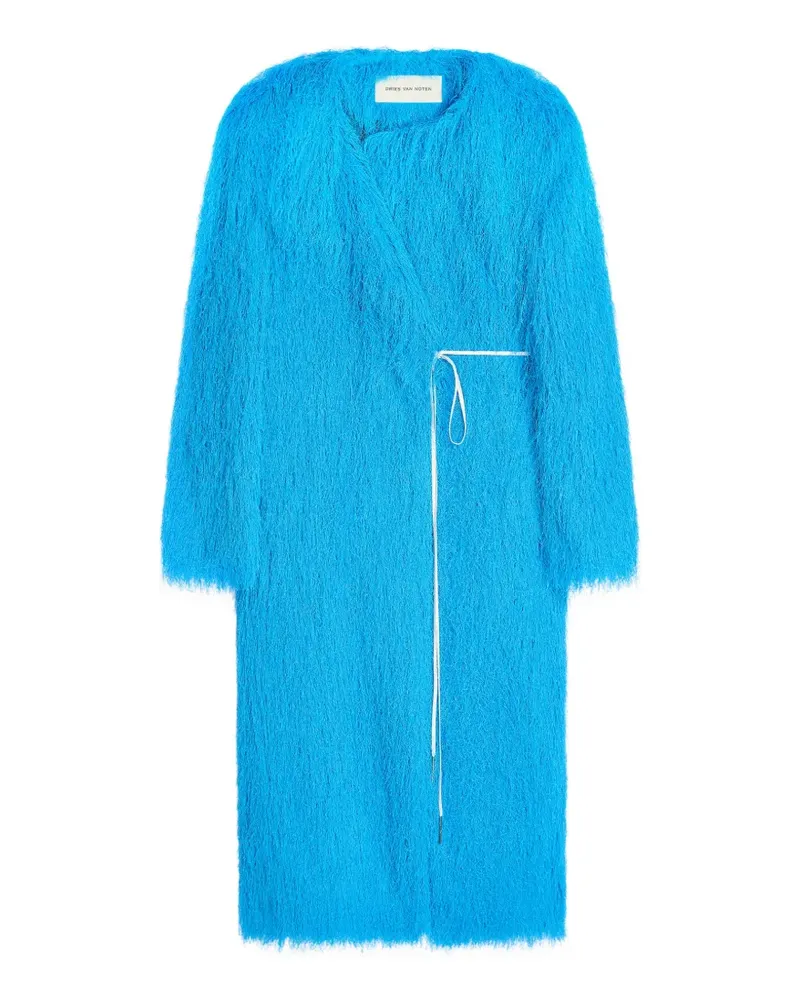 Dries van Noten Fransenmantel mit V-Ausschnitt - Blau Blau