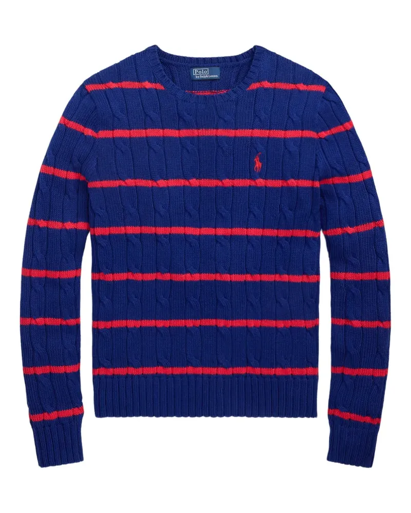 Ralph Lauren Gestreifter Pullover mit Zopfmuster - Blau Blau