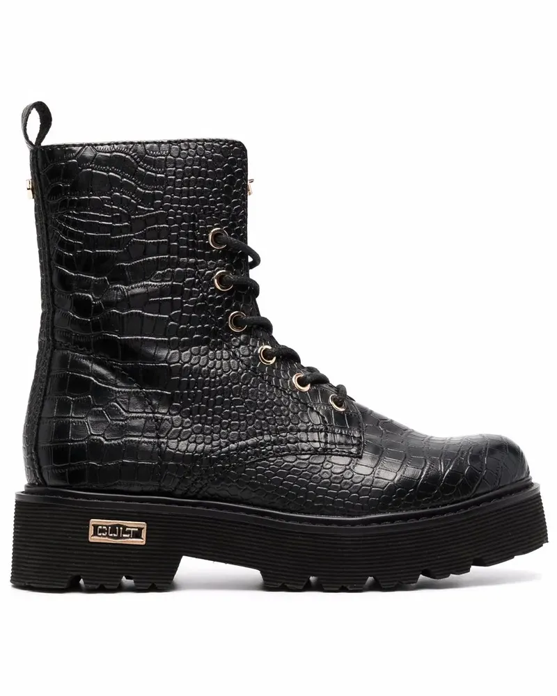Cult Stiefel mit Kroko-Effekt - Schwarz Schwarz