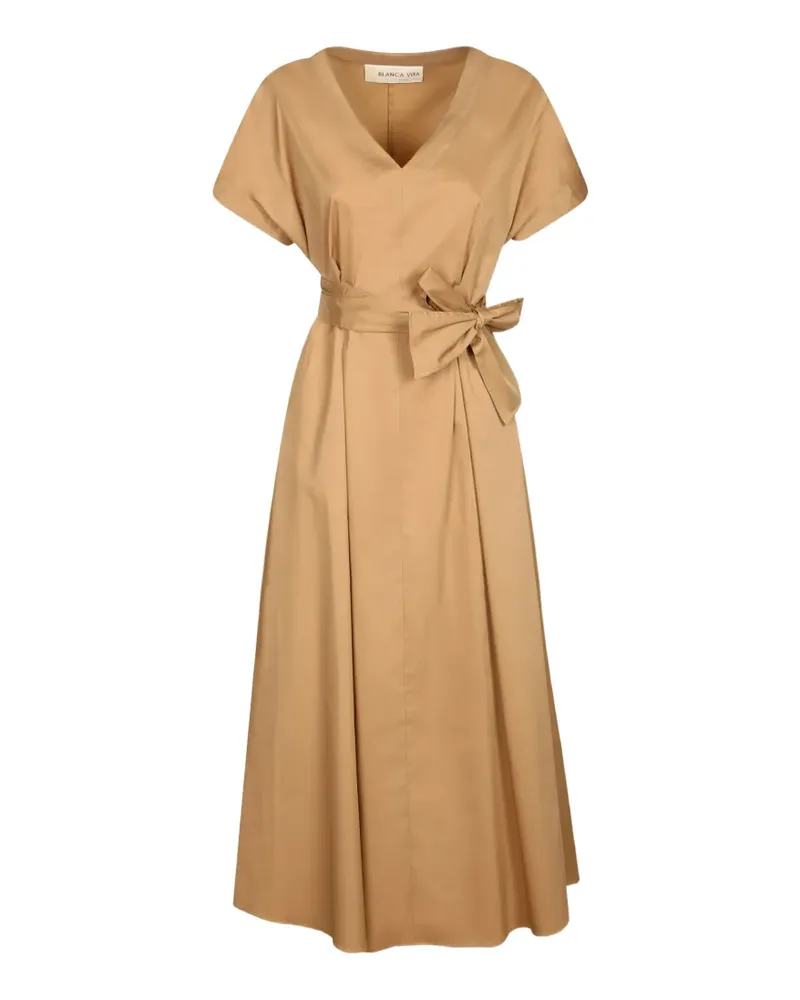 Blanca belted V-neck midi dress - Braun Braun