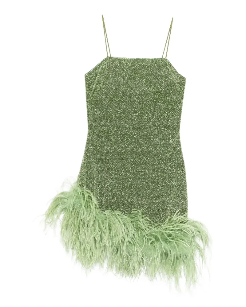 Oséree feather-trim mini dress - Grün Grün