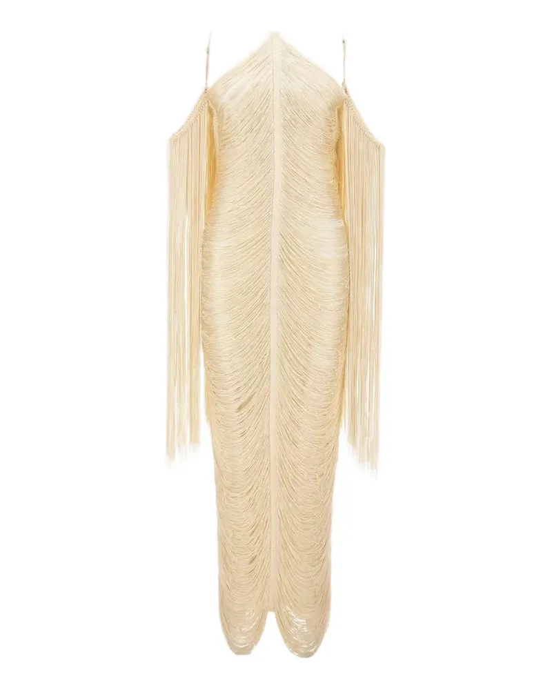 BLESS Pelta fringed halterneck maxi dress - Nude Nude