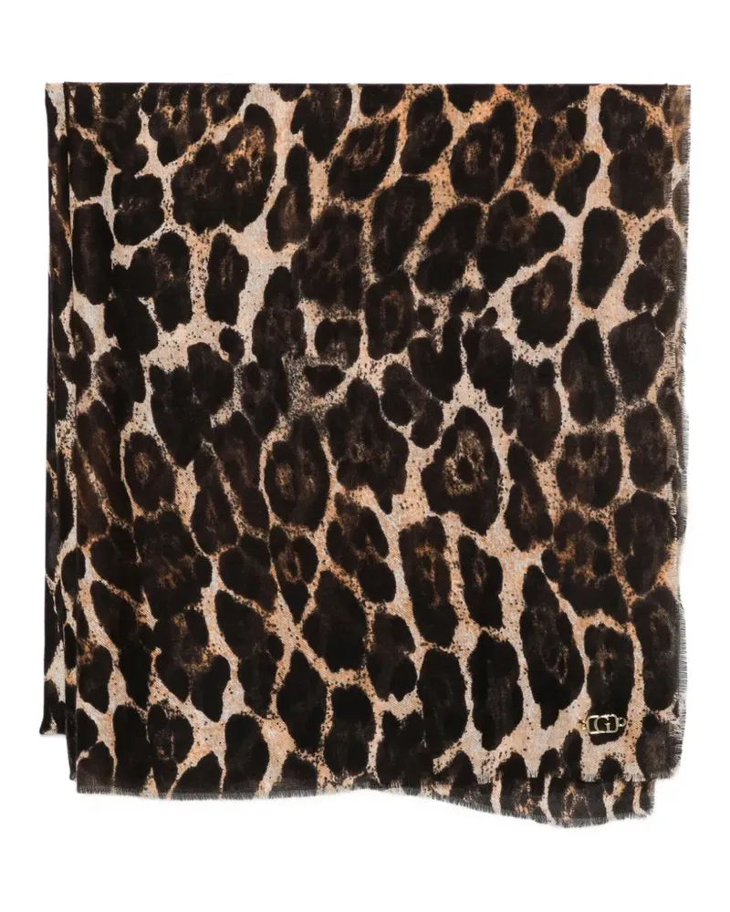 Guess leopard-print frayed scarf - Schwarz Schwarz