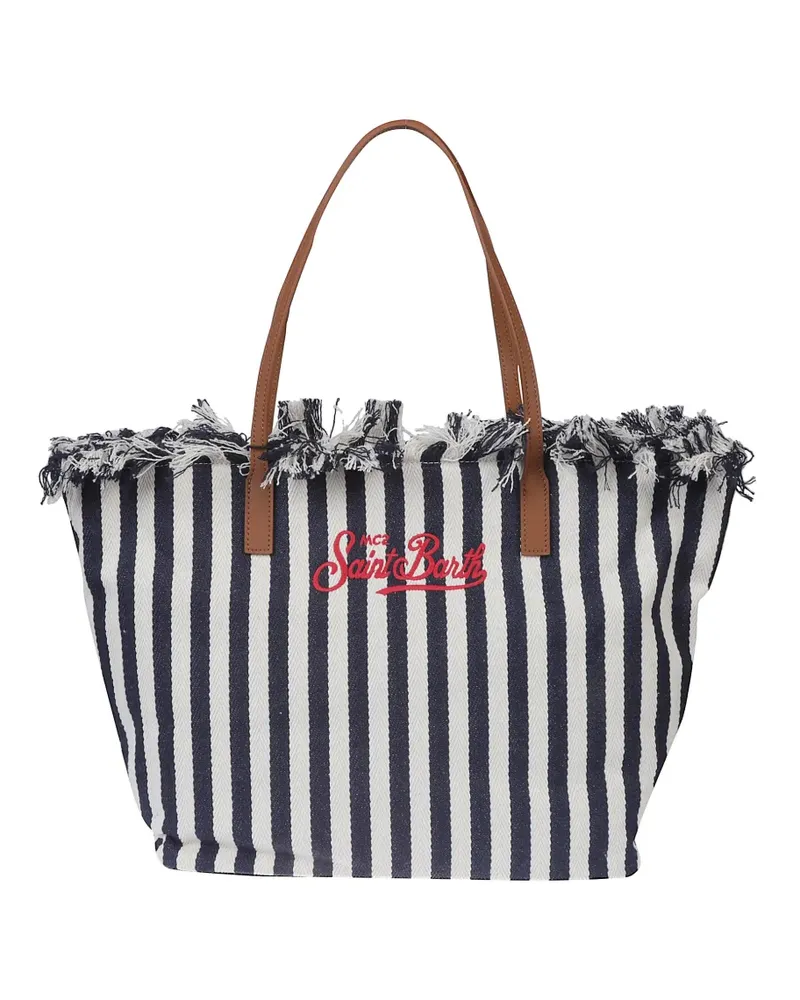 MC2 Saint Barth City Bag Mid Fringe striped shoulder bag - Blau Blau