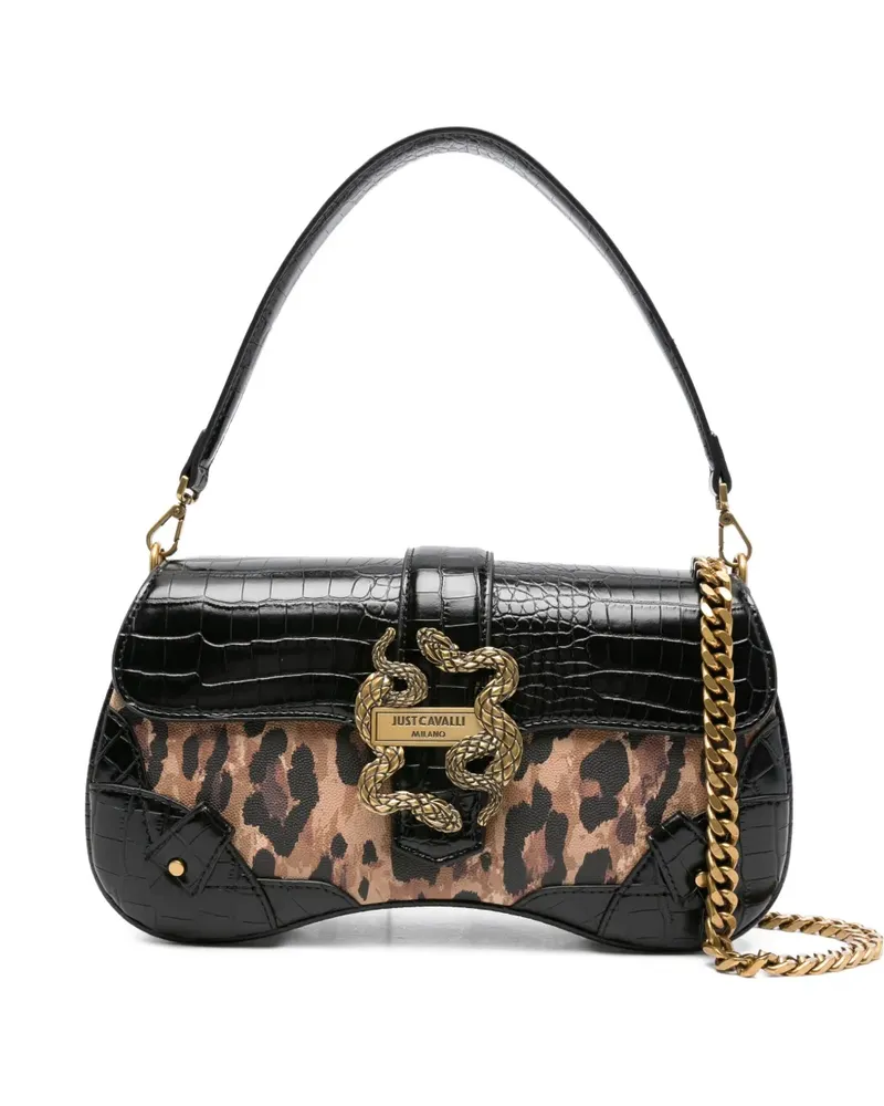 Just Cavalli Schultertasche mit Leoparden-Print - Schwarz Schwarz