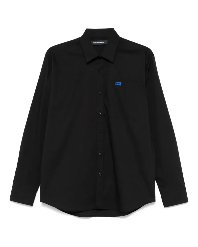Karl Lagerfeld Hemd mit Logo-Stickerei - Schwarz Schwarz