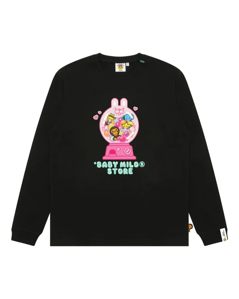BAPE Langarmshirt mit grafischem Print - Schwarz Schwarz