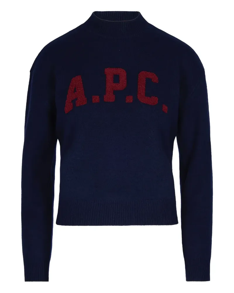 A.P.C. Rollkragenpullover mit Logo-Stickerei - Blau Blau