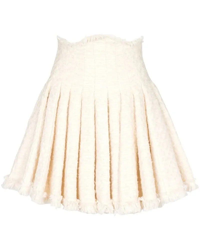 Balmain Tweed-Rock mit Falten - Weiß Weiß