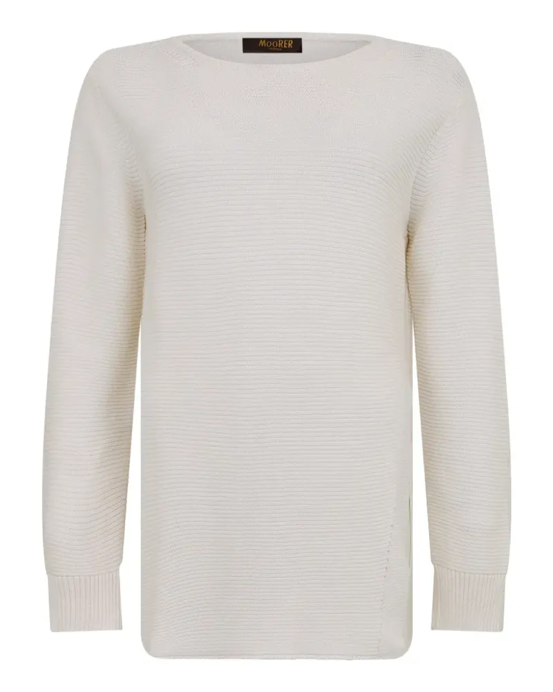 MOORER Gerippter Strickpullover - Weiß Weiß