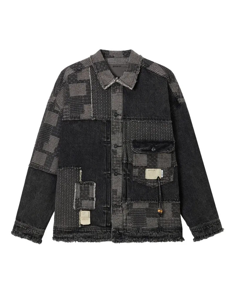 Musium Div. Hemdjacke im Patchwork-Look - Schwarz Schwarz