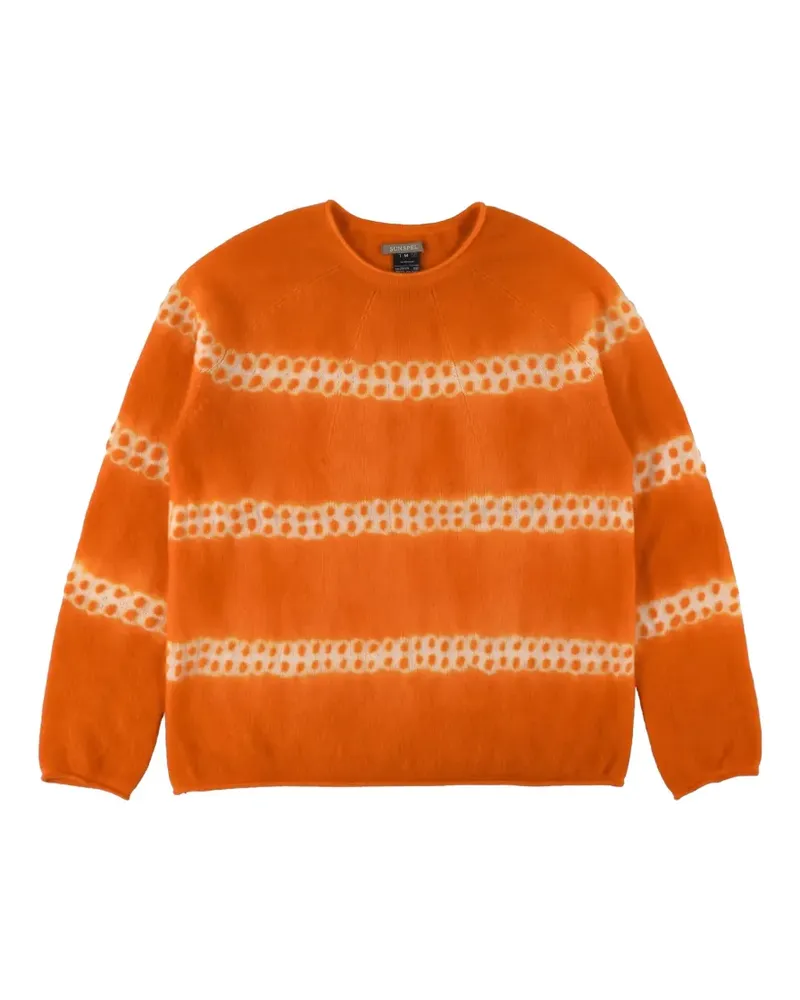 Suzusan Gestreifter Pullover mit Batikmuster - Orange Orange