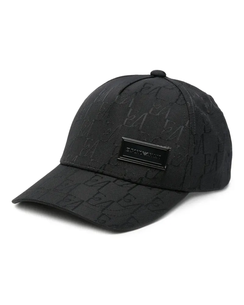Emporio Armani Baseballkappe aus Monogramm-Jacquard mit Klettverschluss - Schwarz Schwarz