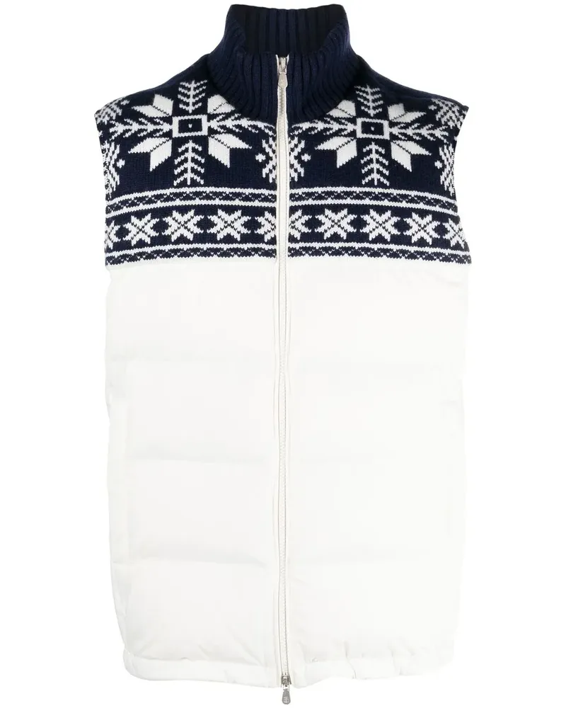Brunello Cucinelli Weste mit Fair-Isle-Muster - Weiß Weiß