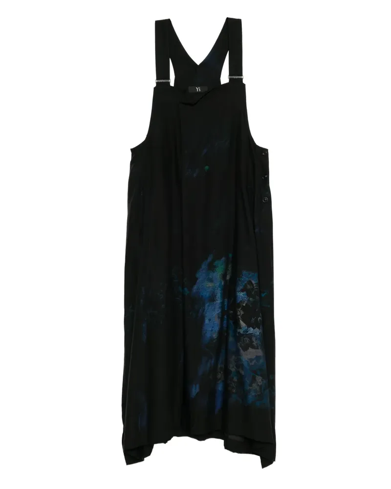Yohji Yamamoto Kleid mit Blumen-Print - Schwarz Schwarz